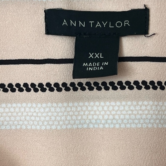 NWOT Ann Taylor Ladies XXL Blush and Black Striped Blouse - Picture 2 of 6